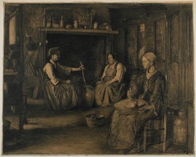 Making Butter, Brittany Interior (La fabrication du beurre, intérieur breton)