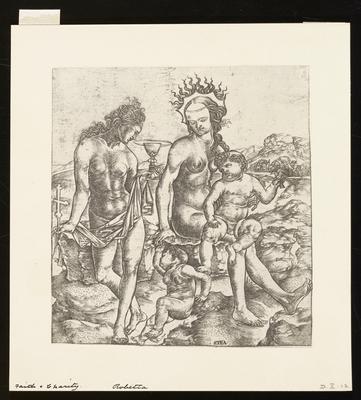 Faith and Charity, from a group of photographs of rare prints in the British Museum