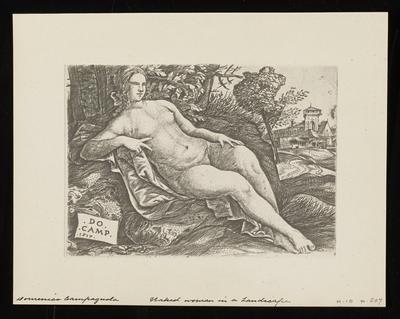Naked Woman in Landscape, from a group of photographs of rare prints in the British Museum