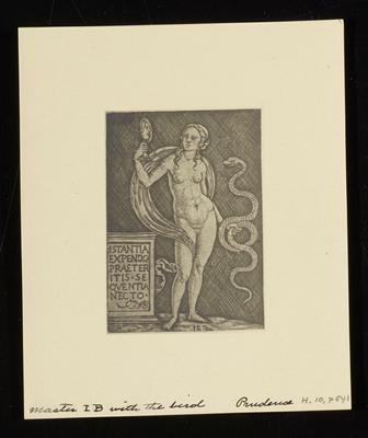 Prudence, from a group of photographs of rare prints in the British Museum