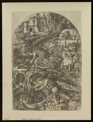 Angel Binding Satan, from a group of photographs of rare prints in the British Museum