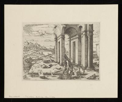 Samson Killing the Lion, from a group of photographs of rare prints in the British Museum