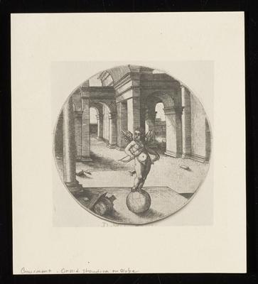 Cupid Standing on Globe, from a group of photographs of rare prints in the British Museum