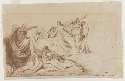 'Apple of Discord': Prologue to the Trojan Legends (recto); Study for the Figure of Juno (verso)