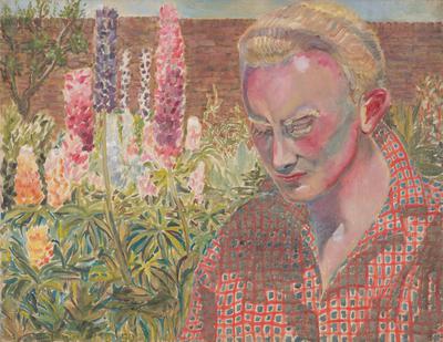 Lawrence in the Garden at Blackheath Park with Lupins