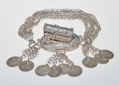 Bracelet with cannon ornament and coin pendants