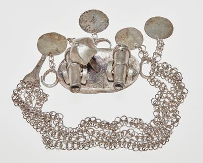 Bracelet with cannon and umbrella ornaments and coin pendants