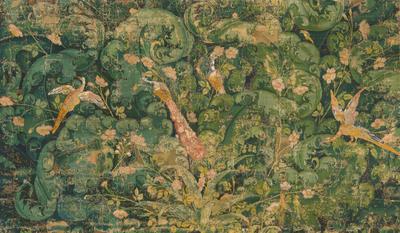 Large-Leaf Verdure Tapestry Fragment with Birds