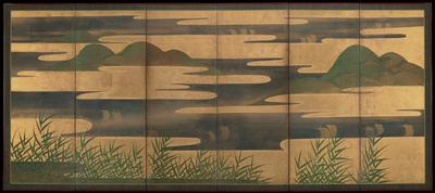 Sail boats on Yodo River in Fushimi [left of a pair]