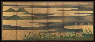 Sail boats on Yodo River in Fushimi [right of a pair]