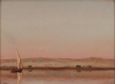 Lone Felucca at Dusk near Roda along the Nile (study)