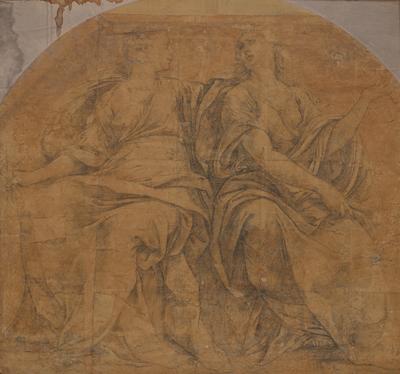 Two Female Allegories Representing Fire and Air (Cartoon for a Fresco)