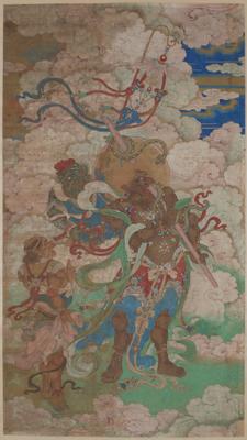 Buddhist painting depicting Guardian Yaksha figures