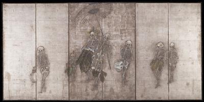 Skeletons as a Courtesan Procession [right of a pair]