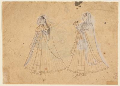 Two Court Ladies, Mother and Child (reverse)