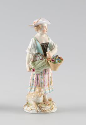 Woman with basket of flowers figure