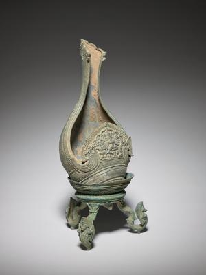 Buddhist ritual conch shell with a dancing Hevajra