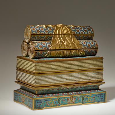 Box in the form of books and scrolls