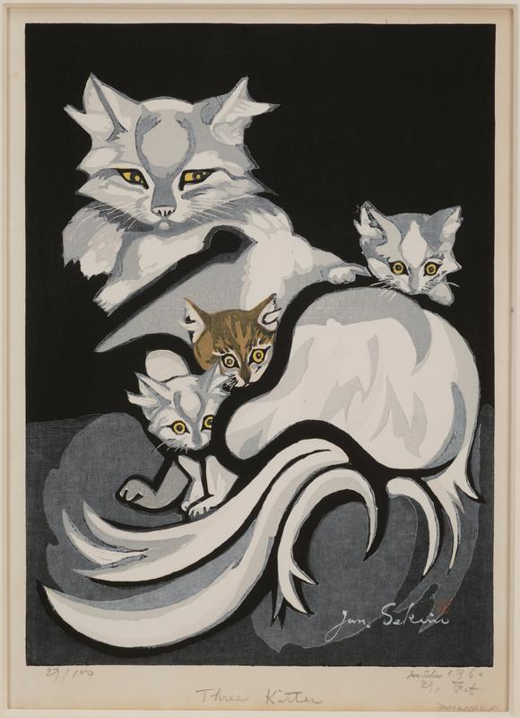 Cat and Three Kittens by Jun'ichiro Sekino