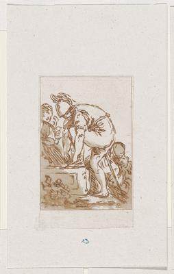 Suite de sept petits croquis, representant divers personnages