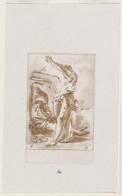 Suite de sept petits croquis, representant divers personnages