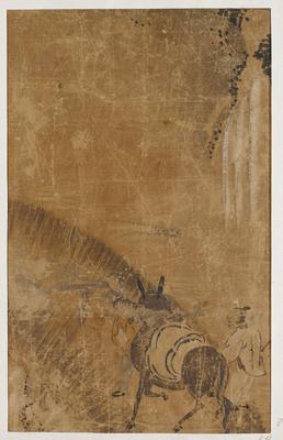 (Donkey with Two Figures on Path)