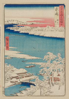 Morning after Snow at Sumida River in Musashi Province