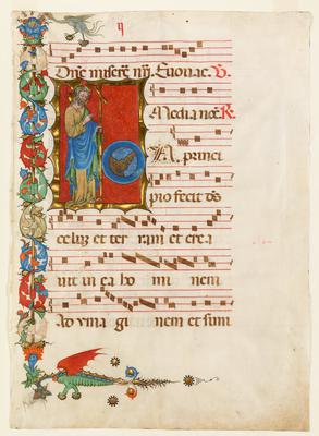Salvator Mundi (Savior of the World), page from an Illuminated Antiphonary
